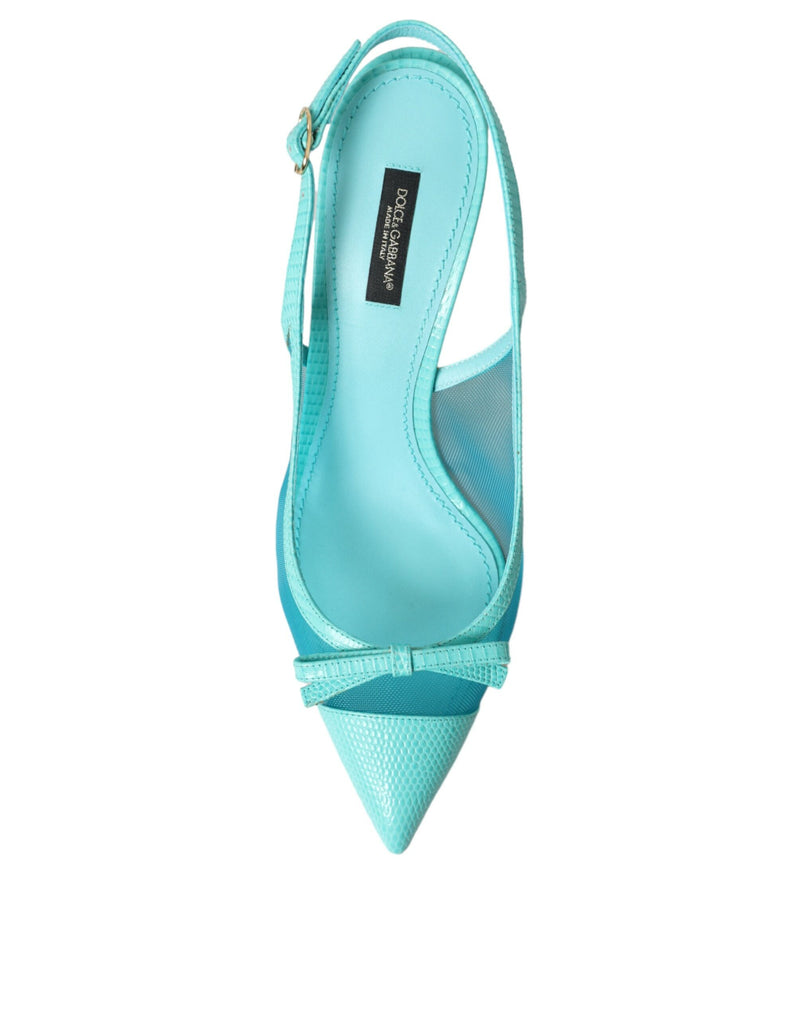 Mala de cuero azul Tacones altos zapatos Slingback