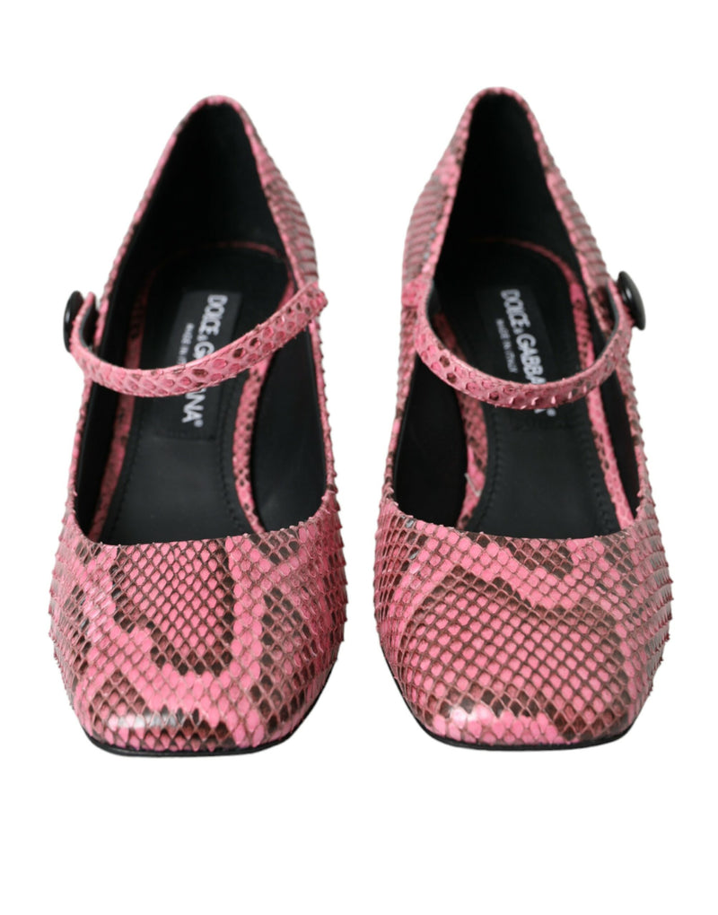 Pink Python Leather Mary Jane Heels Chaussures