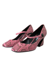 Pink Python Leather Mary Jane Heels Chaussures