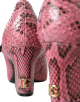 Pink Python Leather Mary Jane Heels Chaussures