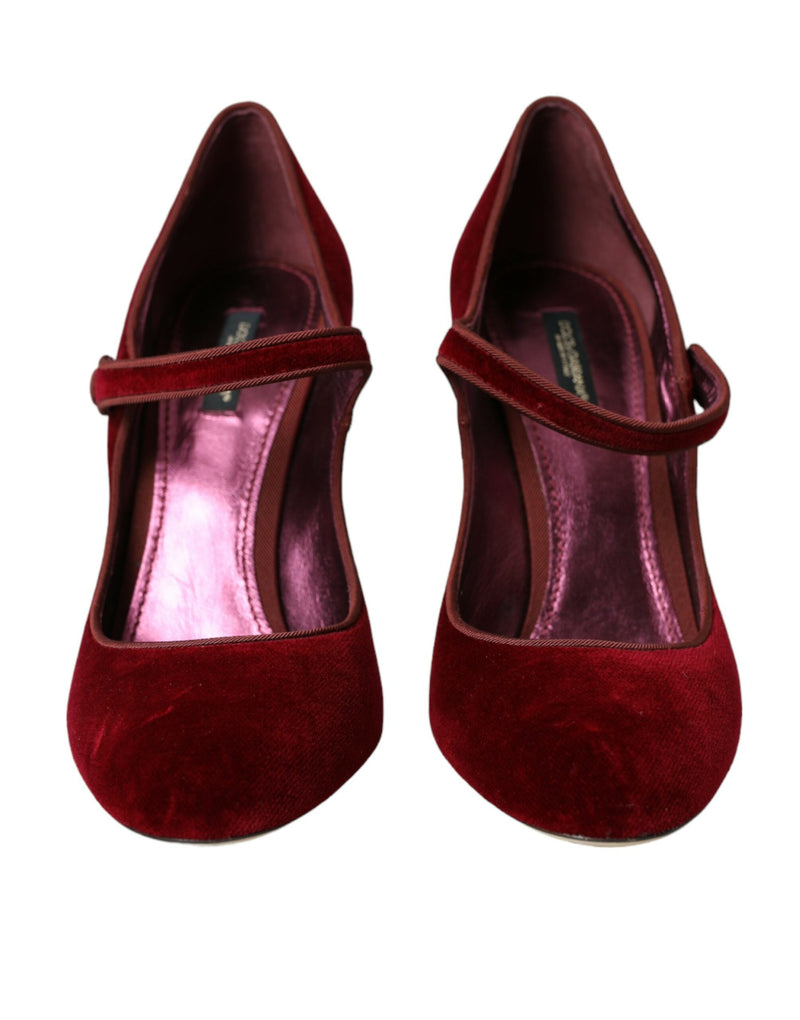 Les cristaux dorés en velours rouge talons Mary Jane chaussures