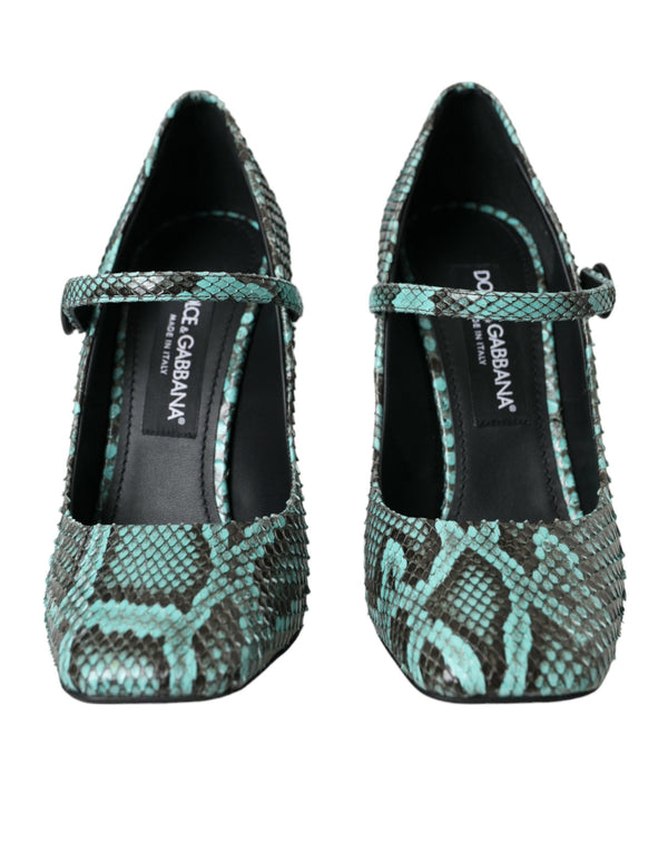 Aqua Python Leather Mary Jane Pumps παπούτσια