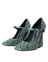 Aqua Python Leather Mary Jane Pumps Chaussures