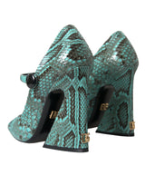 Aqua Python Leather Mary Jane Pumps Chaussures