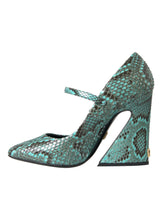 Aqua Python Leather Mary Jane Pumps Chaussures