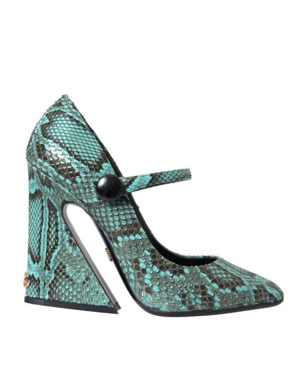 Aqua Python Leather Mary Jane Pumps παπούτσια