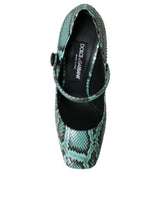 Aqua Python Leather Mary Jane Pumps Chaussures