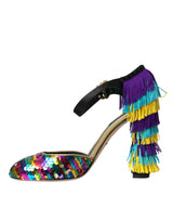 Multicolor Sequin Crystal Mary Jane Shoes