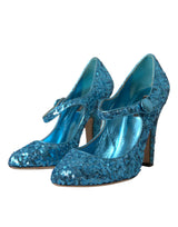 Paillettes blu Mary Jane pompa scarpe con tacchi alti