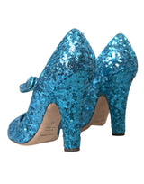 Blue Sequin Mary Jane pompe les talons hauts