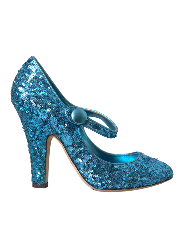 Paillettes blu Mary Jane pompa scarpe con tacchi alti