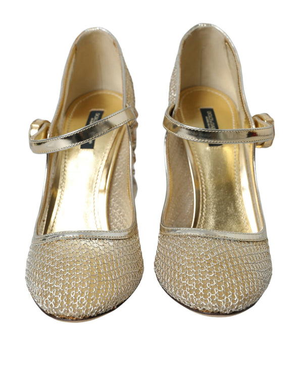 Gold Mesh Crystal Mary Jane Pumpen Heels Schuhe