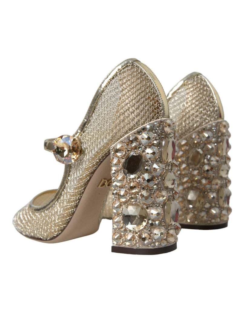 Gold Mesh Crystal Mary Jane Pumpen Heels Schuhe