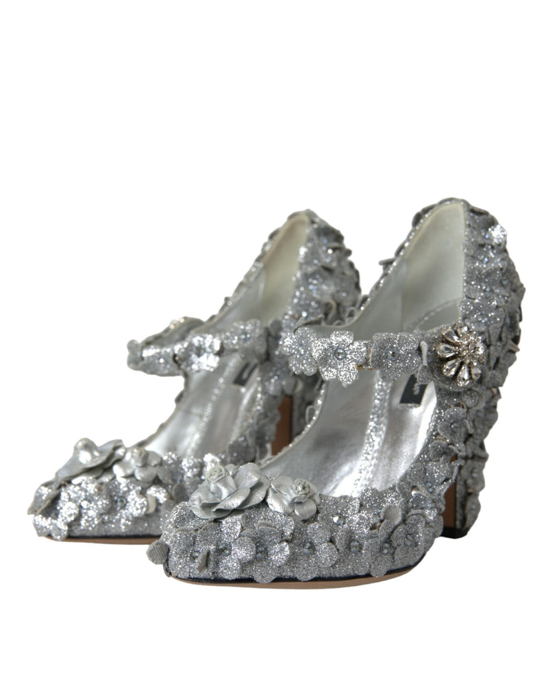 Silber Blumenkristall Mary Jane Pumps Schuhe pumpt Schuhe