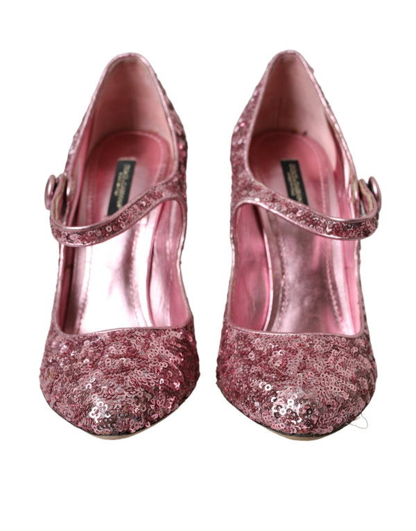 Pink Sequin Mary Jane pompe les talons hauts