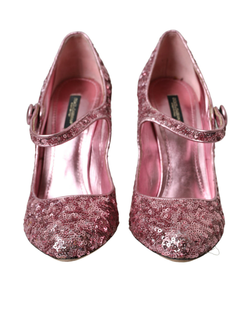 Pink Paillette Mary Jane Pumps High Heels Schuhe