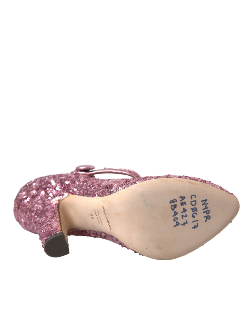 Pink Sequin Mary Jane pompe les talons hauts