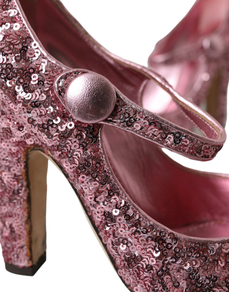 Pink Sequin Mary Jane Bombes zapatos de tacones altos