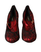 Rote schwarze Blumenspitze Mary Jane Pumps Schuhe pumpt Schuhe