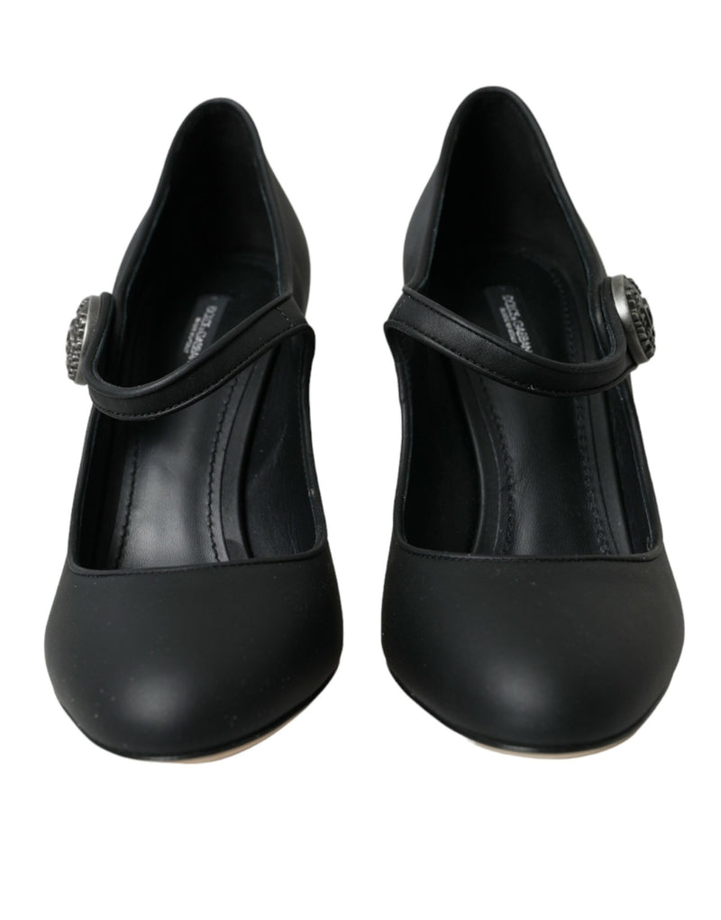 Cuir noir Mary Jane Pumps talons chaussures