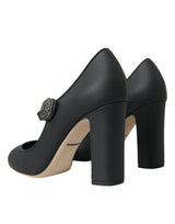 In pelle nera Mary Jane pompa scarpe con tacchi