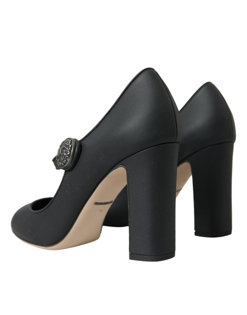 Cuir noir Mary Jane Pumps talons chaussures