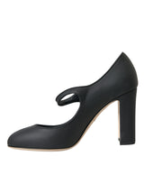 Cuir noir Mary Jane Pumps talons chaussures