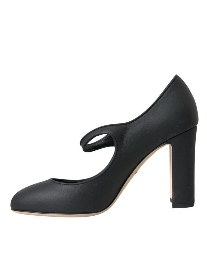 Schwarz Leder Mary Jane pumpt Heels Schuhe