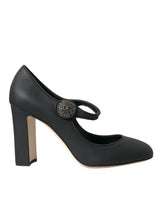 In pelle nera Mary Jane pompa scarpe con tacchi