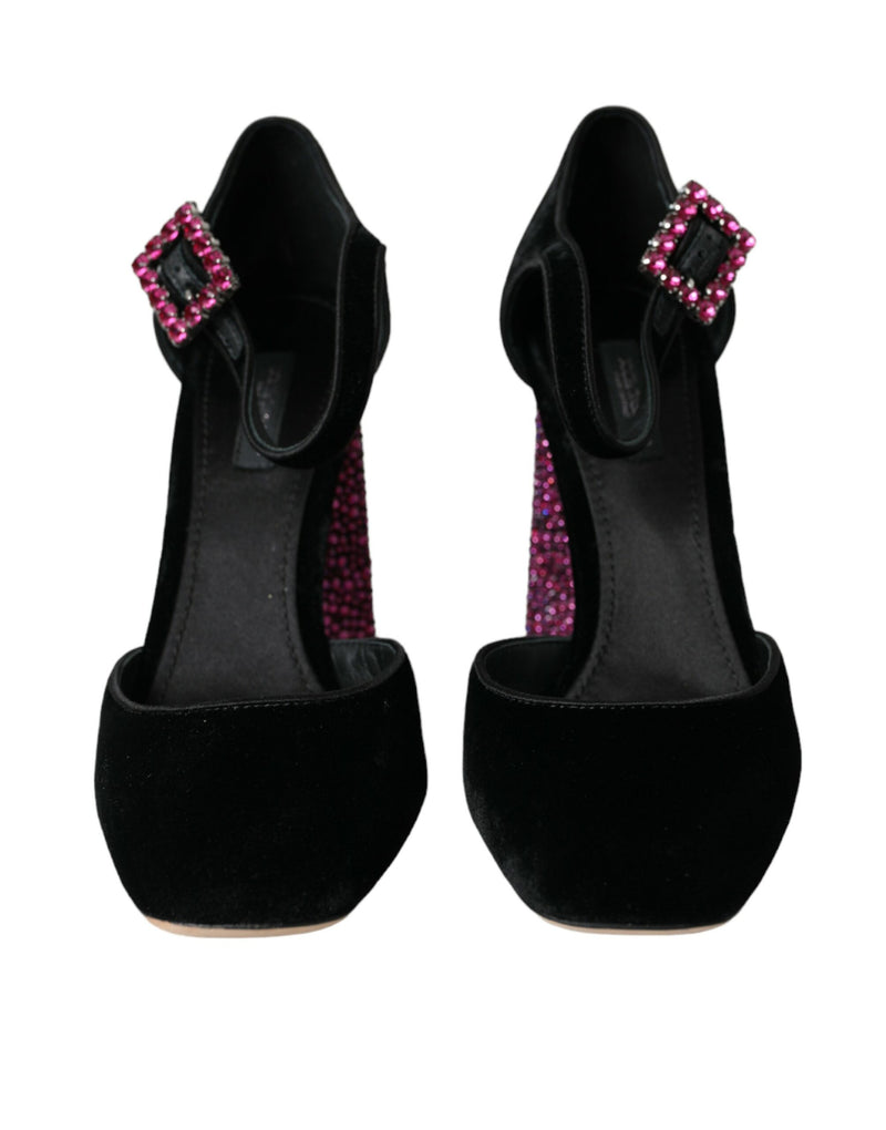 Chaussures de Strass Black Velvet Mary Janes