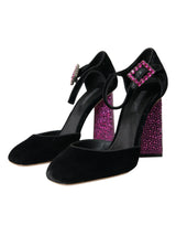 Chaussures de Strass Black Velvet Mary Janes