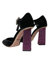 Scarpe Black Velvet Strass Crystal Mary Janes