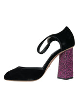 Scarpe Black Velvet Strass Crystal Mary Janes