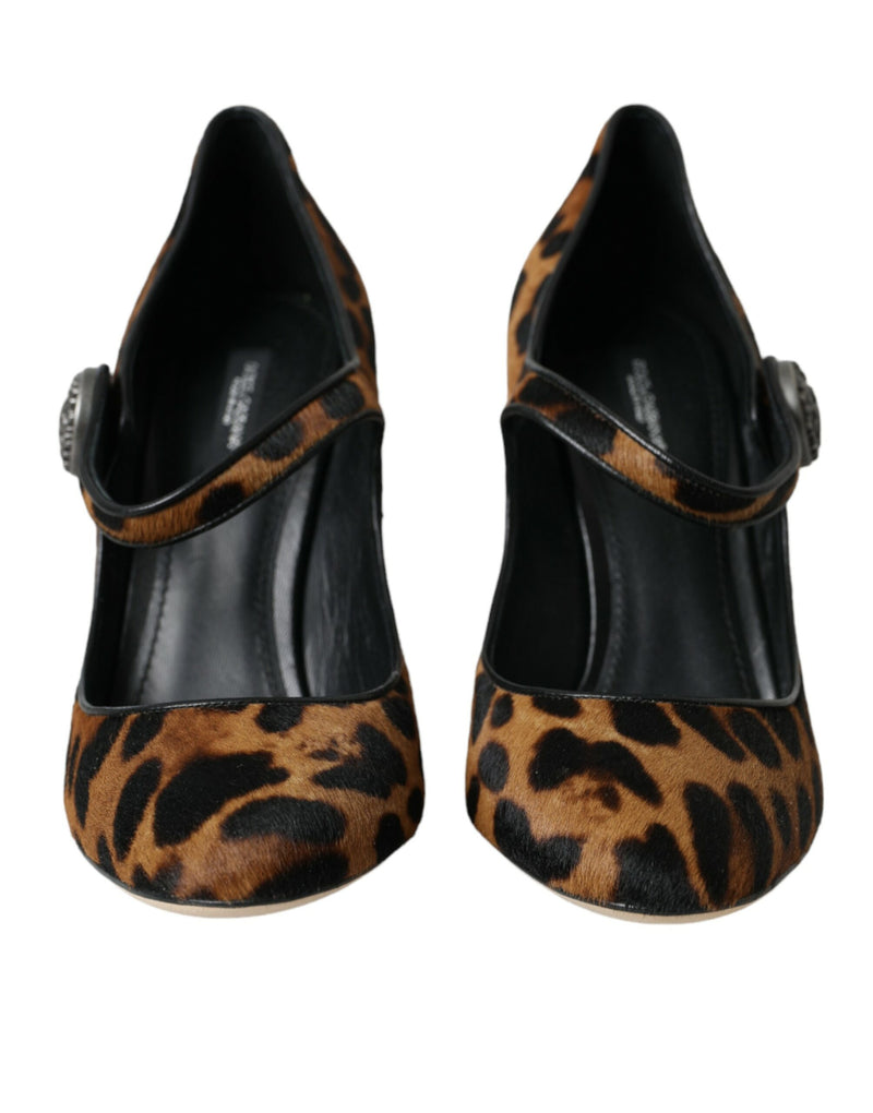 Capelli leopardati marrone Mary Jane Pompe scarpe