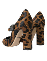 Braunes Leopardenkalb Haar Mary Jane Pumps Schuhe pumpt Schuhe