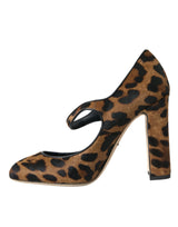 Capelli leopardati marrone Mary Jane Pompe scarpe