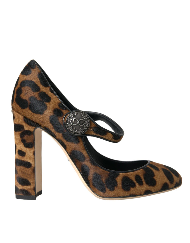 Capelli leopardati marrone Mary Jane Pompe scarpe