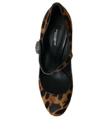 Capelli leopardati marrone Mary Jane Pompe scarpe