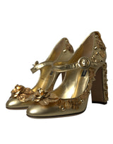 Goldene Lederkristall Mary Janes pumpt Schuhe