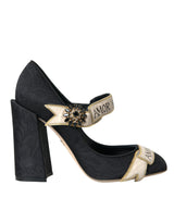 Brocade noire Mary Janes Crystal Pumps Chaussures