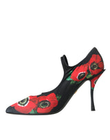 Crystal floral noir Mary Jane Pumps Chaussures