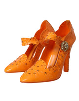 Chaussures de pompes à cristal florales d'orange Cendrillon