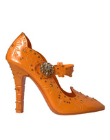 Naranja Cenicienta zapatos de bombas de cristal floral