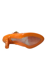 Chaussures de pompes à cristal florales d'orange Cendrillon