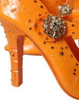 Orange Cinderella Blumenkristallpumpen Schuhe Schuhe