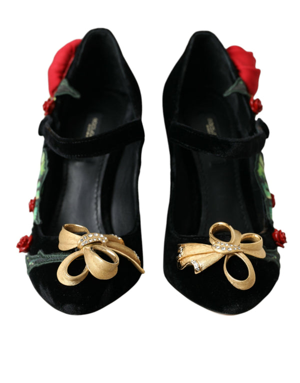 Broche de cristal de rosas negras Mary Jane Zapatos