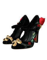 Schwarze Rosen Kristall Brosche Mary Jane Schuhe