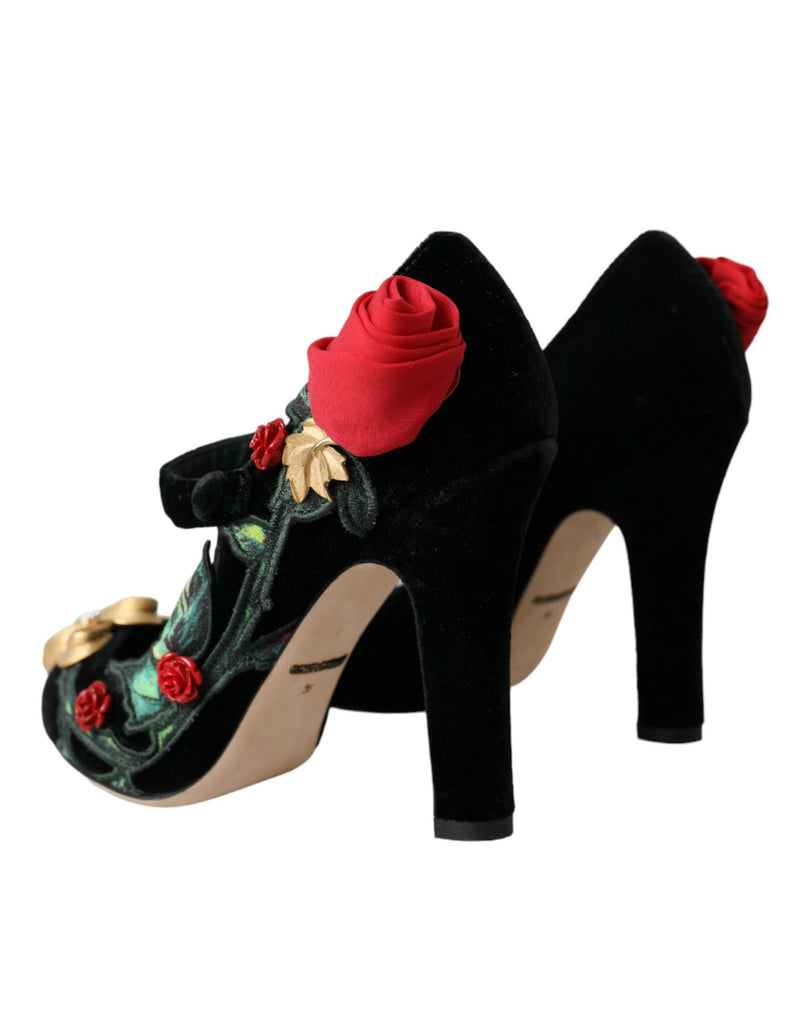 Black Roses Crystal Spettaio Mary Jane Scarpe