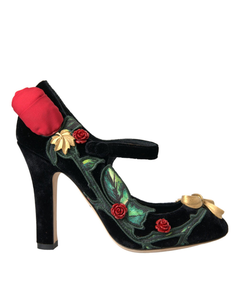 Schwarze Rosen Kristall Brosche Mary Jane Schuhe