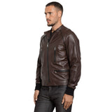 Chaqueta de piel de cuero marrón Di Lambskin